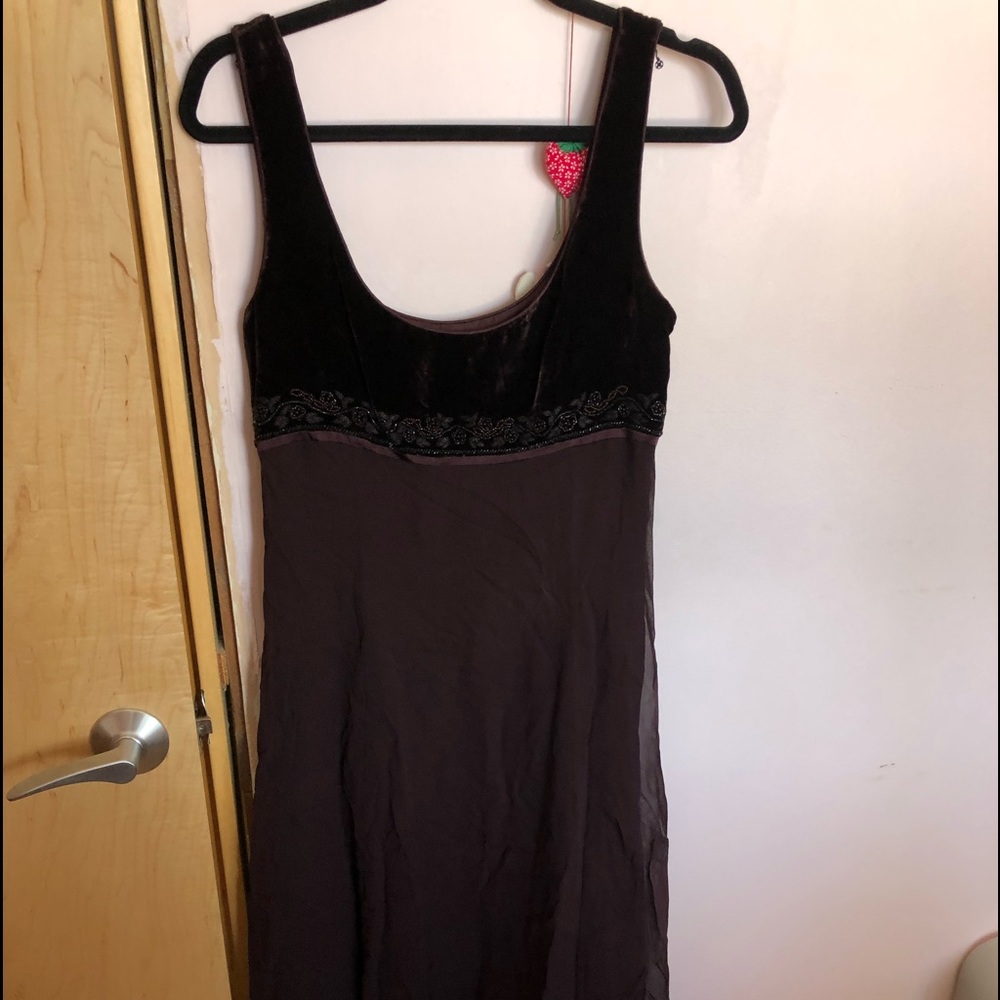 Calf Length Brown Dress